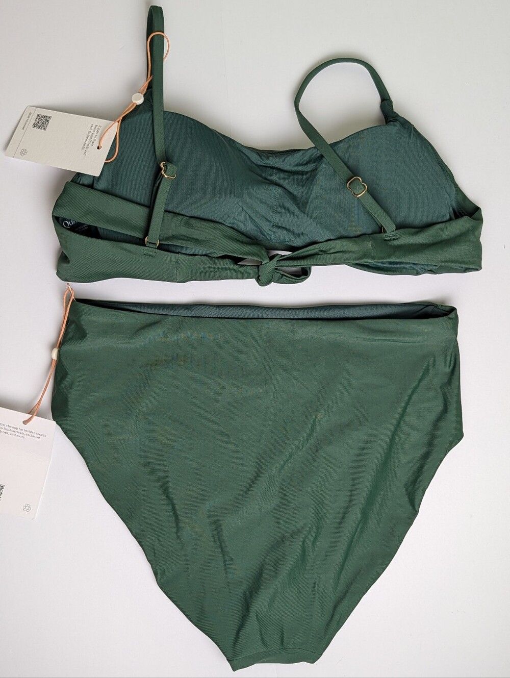 Quince Bikini Set Italian Scoop Neck Top High Rise Bottom Palm Green Medium - Picture 3 of 4